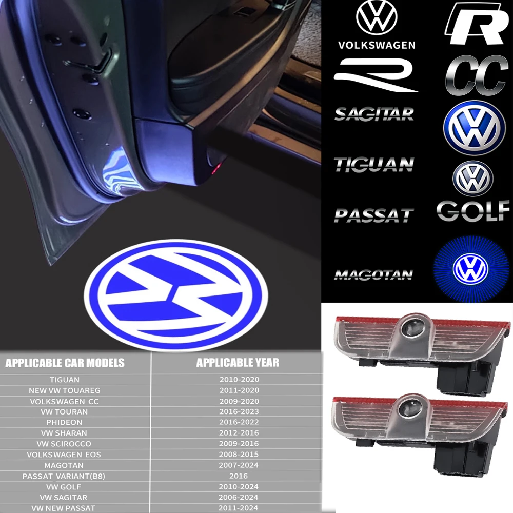 For Volkswagen VW VARIANT(B8) GOLF SAGITAR NEW PASSAT CC PHIDEON EOS Wireless Courtesy Lamp Car Door Projector LED Welcome Light