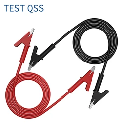 QSS 2 шт. мультиметр тестовые выводы двойной Магнитный провод кабель с изоляционными зажимами красный черный 1 м Q.70036