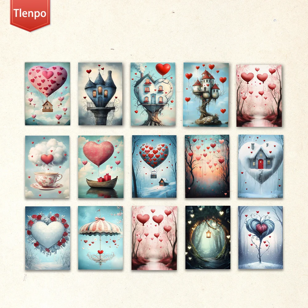 

16pcs, cute love postcards, New Year gifts, Christmas gifts, living room decoration, bedroom decoration, high-quality cardstock