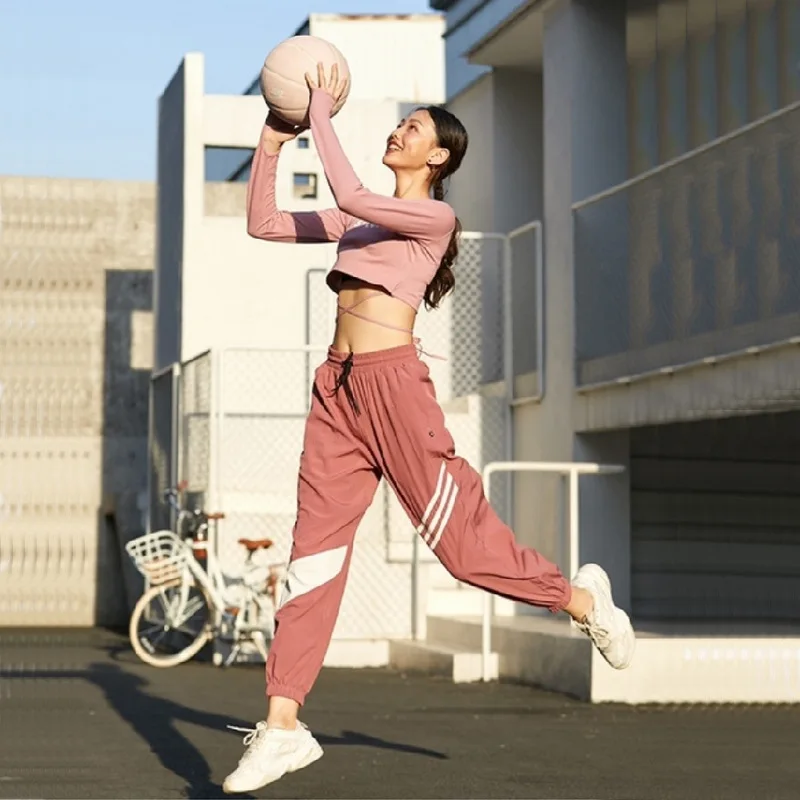 Yoga Pants Women Drawstring Waist Jogging Pants Running Trousers Loose Thin Gym Sweatpants Elastic Baggy Harem Pant