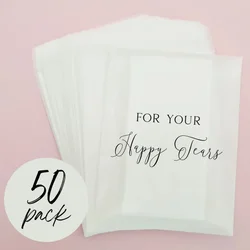 x50 For Your Happy Tears Pakiety na chusteczki ślubne 100% biodegradowalne torby szklane - 50 sztuk - Materiały ślubne