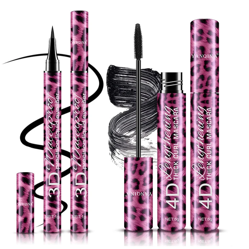 YANQhr-Mascara 4D waterproof pour les yeux, ensemble d'eyeliner, bouclé, allongeant, longue durée de 36 heures, ne se décolore pas, maquillage, eye liner noir