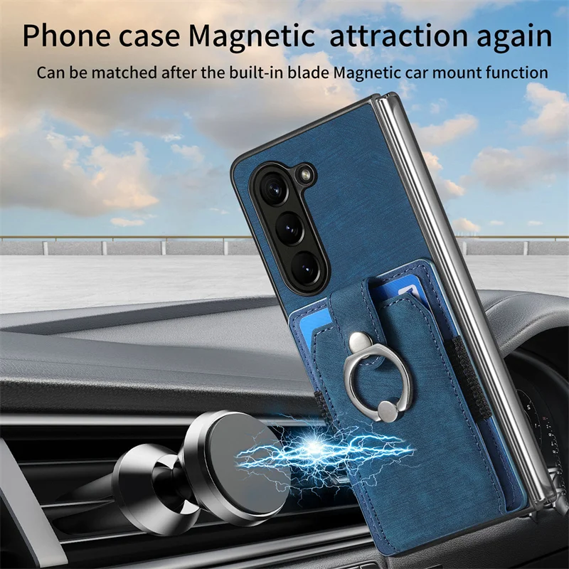 For Samsung Z Fold 6 5 5G 2024 Luxury Case Leather Card Ring Stand Funda For Samsung Galaxy Z Fold6 5 4 Back Cover Z Fold 6 Etui image 4