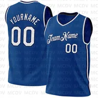 Custom Blue White-Navy Authentic Throwback Basketball Jersey 3D Print Team Name Number Sport Clothes Adult Youth