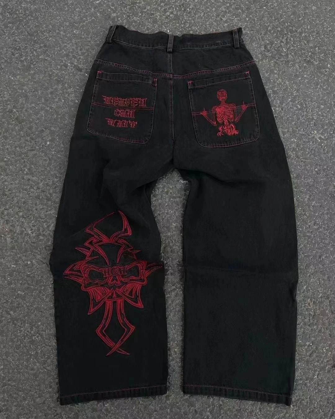 Fashion Embroidery Decor Streetwear Clothing Long Pants Jeans Women Man Pants Casual Man Clothes Denim Y2k Jeans Trousers