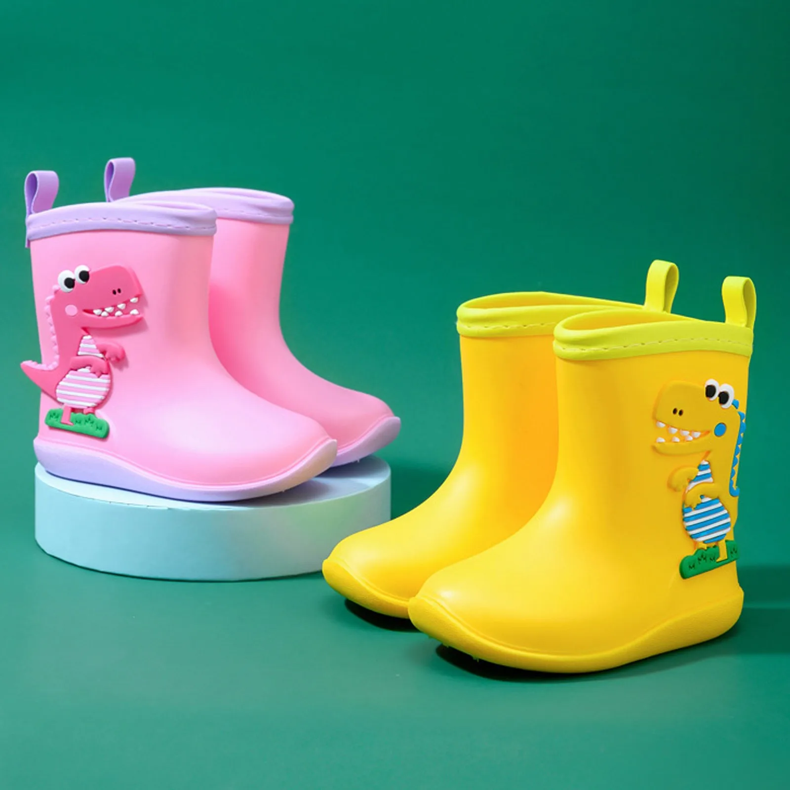 Rubber Rain Shoes Kids Rain Boots Lightweight Baby Boy Girl Water Shoes Dinosaur Cartoon High Quality Rubber Children Rainboots