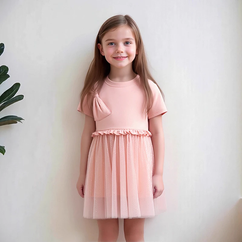 Little Maven Mesh-Kleid für kleine Mädchen, Schleife, Neugeborenes Baby, Prinzessinnenkleider, Mädchen von 2 bis 8 Jahren, Sommer-Neues Kinder-Partykleid