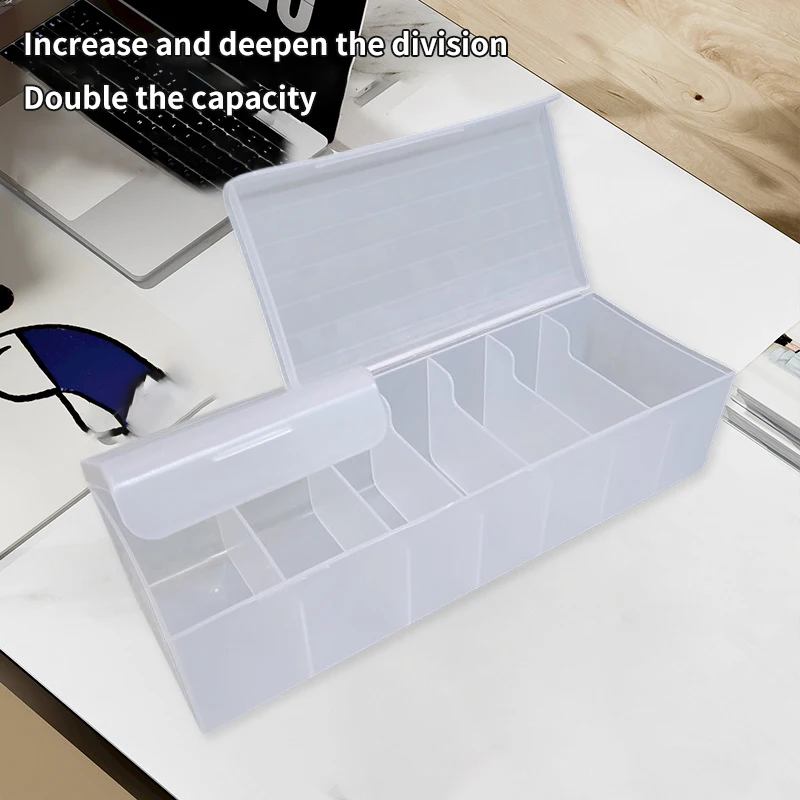 Cable Storage Boxes Organizers Dual-Lid Cable Box With 7 Compartments Clear Charger Organizer Box Visible Charger Management