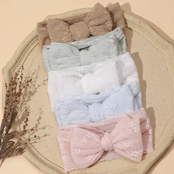 Neues Baby Stirnband Baumwoll stoff mit großen Haars chleifen Mädchen Blumen blumen feste Haar bänder Baby Baby zubehör Kopf bedeckung