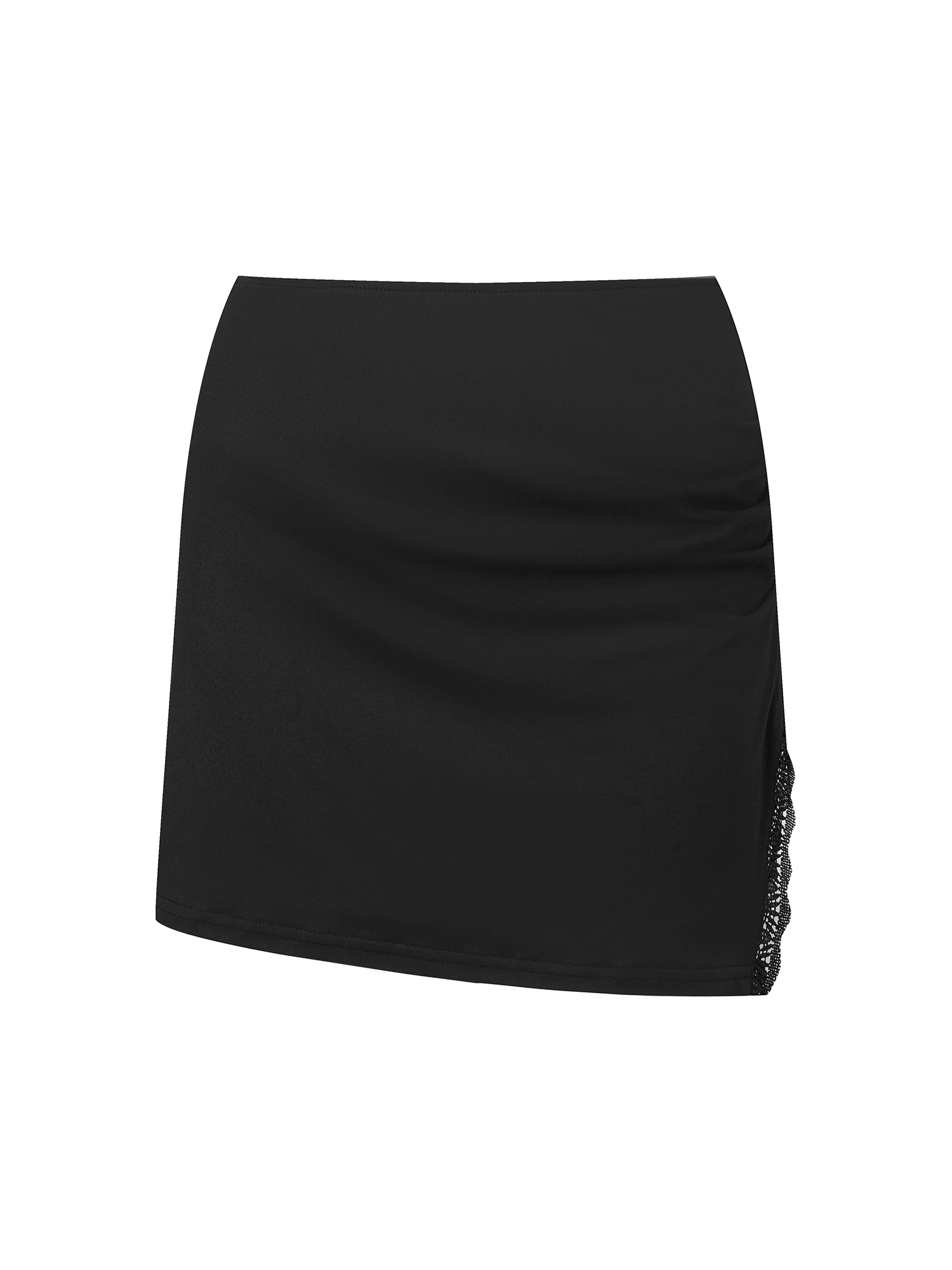 

Женская мини-юбка с разрезом, однотонная короткая облегающая юбка с рюшами и низкой посадкой, модная летняя уличная одежда