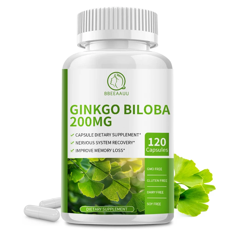 BBEEAAUU Ginkgo Biloba Leaf Capsules Improve Brain Clarity, Attention and Memory Support Brain and Heart Health Anti-aging