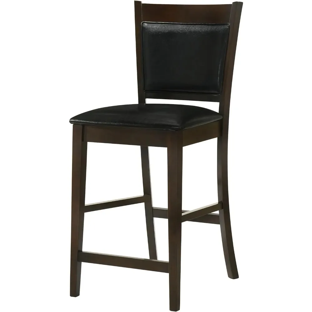 المفروشات المنزلية - كراسي خشبية منجدة بارتفاع منضدة (مجموعة من 2) - مسند للقدمين، مقعد مبطن وظهر - لتناول الطعام #6