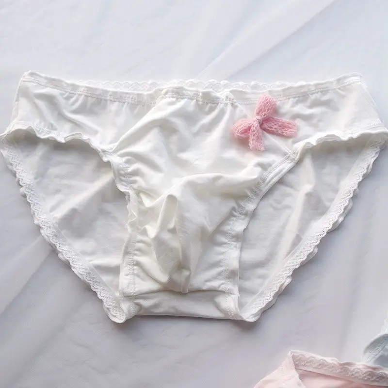 Man's Cute Harajuku Modal White Briefs Low Waist BF Gifts Live Show Dance Private Party