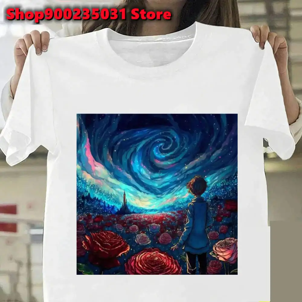 Van Gogh The Little Prince Art Oil Painting T Shirt Harajuku Women Y2k Tops Casual Womens Clothes Personality Graphic Tees Shirt