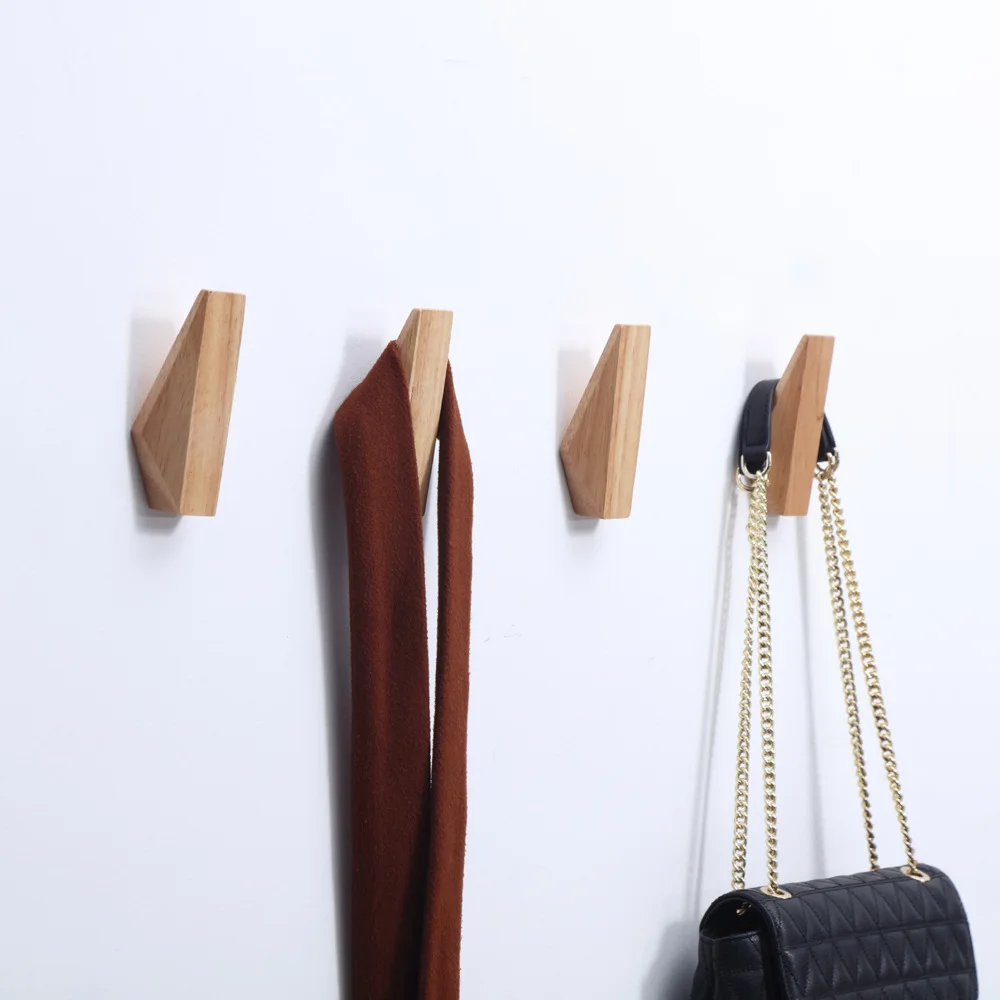 Minimalist Coat Hanger Single Hook Wooden Simple Japanese Style Wall Key Holder Bag Hat Scarf Decorative Key Holder Wood Hooks