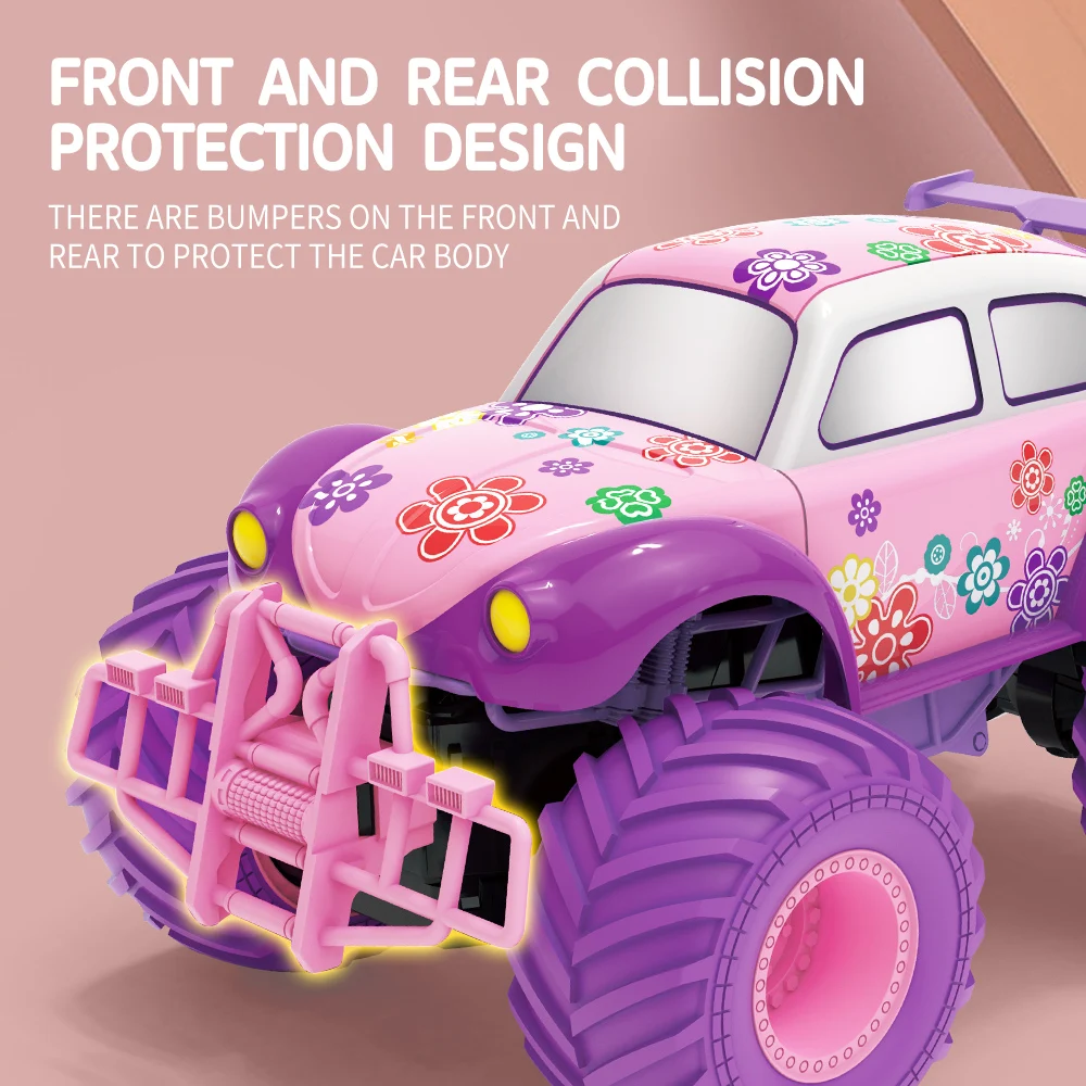JJRC-Carro elétrico com controle remoto para crianças, roda grande rosa, caminhão roxo rápido, brinquedos das meninas, 2.4G