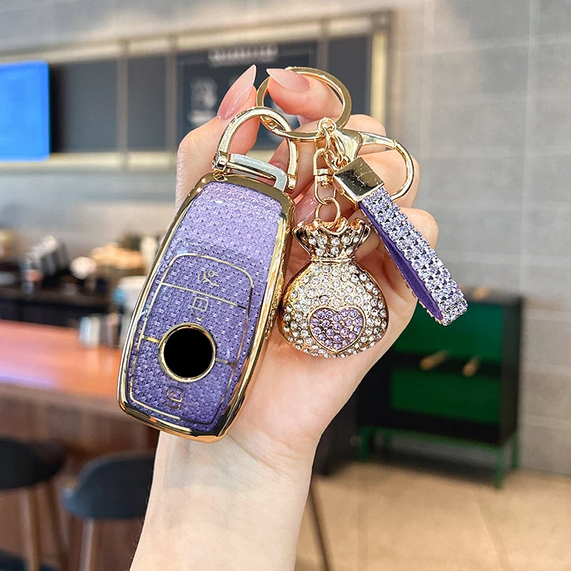 

Suitable for Mercedes Benz C E A B S Class GLE GLA GLB GLC GLS AMG keychain exquisite durable car interior shiny key shell
