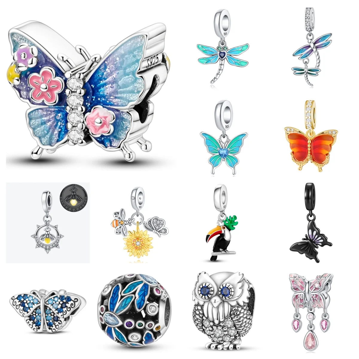 

CYMYSS 2025 New S925 Sterling Silver Flower Butterfly Charms Boutique Jewellery Birthday Party DIY Gift for Women Beading