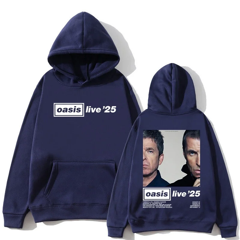 البريطانية روك باند O-واحة لايف 2025 جولة هوديي الخريف الشتاء الرجال النساء الهيب هوب موضة هوديي القطن خمر هوديي