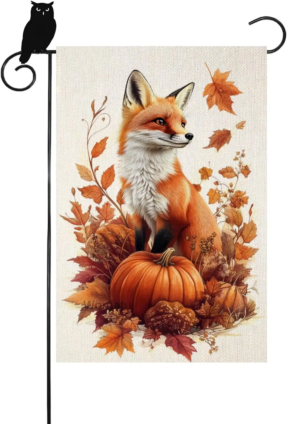 Fall Autumn Fox Garden Flag 12x18 Vertical Double Sided Leaves Thanksgiving Holiday Outside Decorations Burlap Yard Flag (44 uui