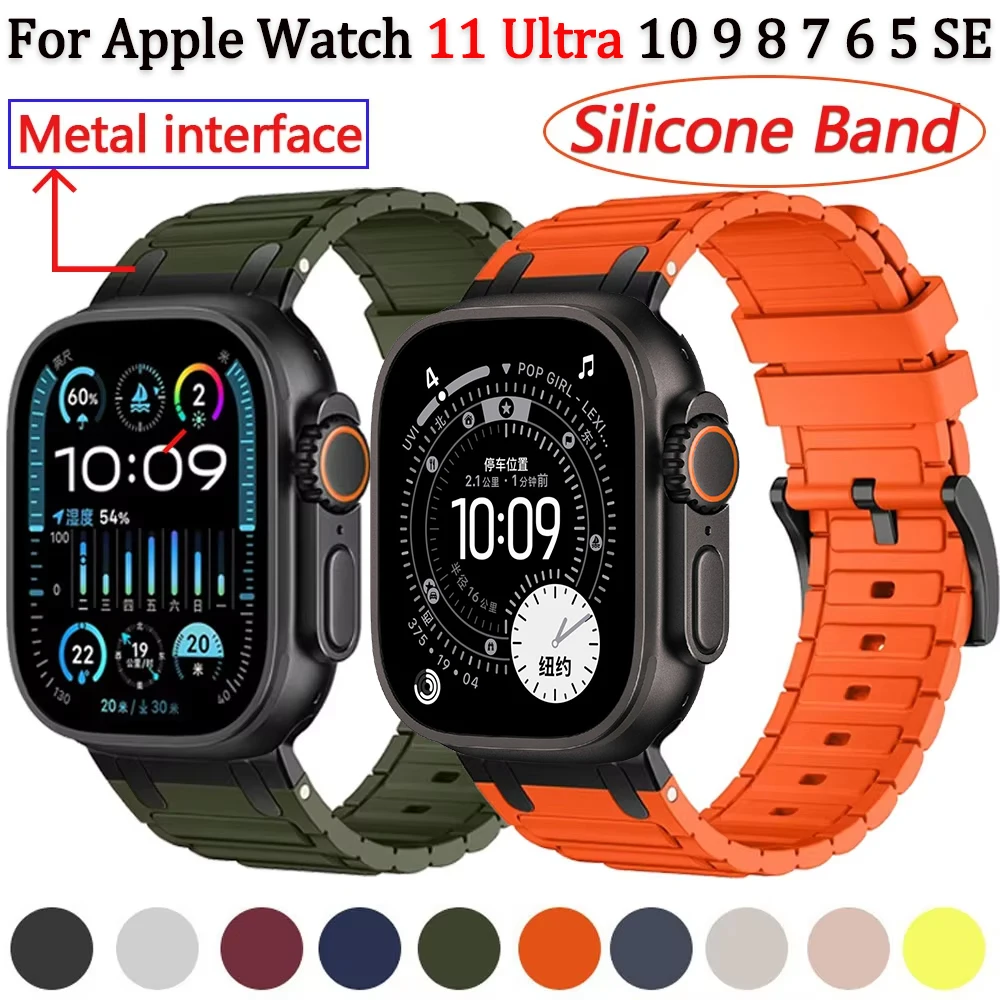 Weiches Silikonarmband für Apple Watch Series Ultra 3 2 49mm/45mm 46mm 44mm 40 41mm Sportarmband iWatch 11 10 9 8 7 6 5 SE 3 Band