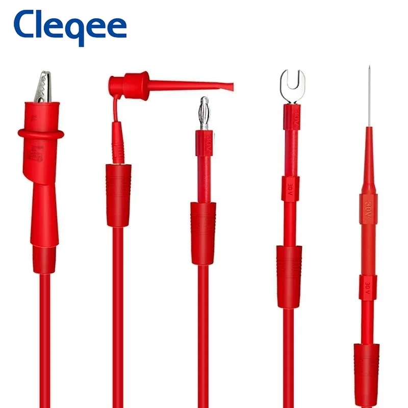 Cleqee-Kit de cables de prueba de osciloscopio P1068, conexión Universal BNC a Banana de 2mm, con gancho de prueba, pinza de cocodrilo, sonda de prueba, enchufe de pala