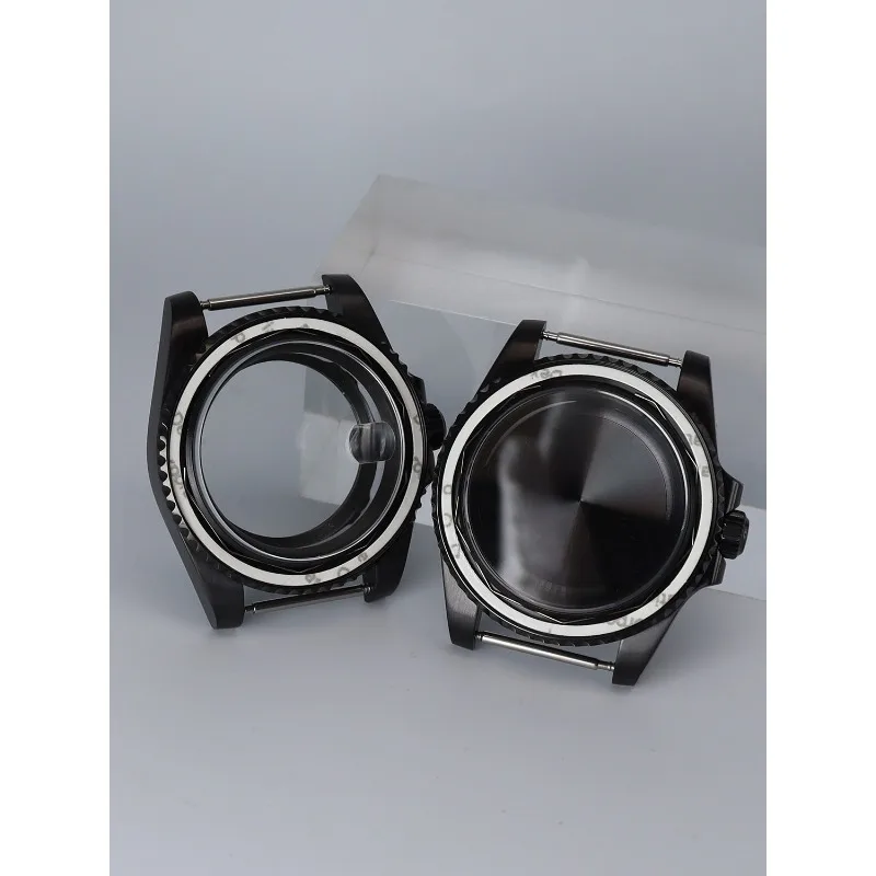 مناسبة لـ NH35: إكسسوارات سوداء مصقولة من الفولاذ المقاوم للصدأ حافظة ساعة 40 مم متوافقة مع حركة Eta 2824 وقرص 28.5 مم. #4