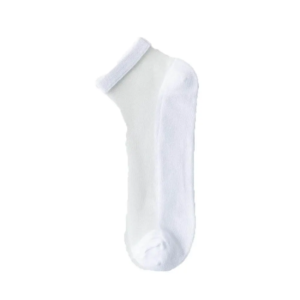 Calcetines tobilleros invisibles para hombre, calcetines transparentes de Color sólido para maridos, calcetines de tubo medio, calcetines de seda para hombre