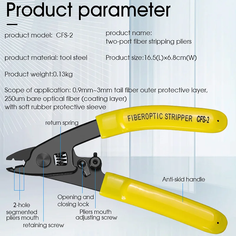 CFS-2 Two-port Fiber Optical Stripper Pliers Wire Strippers for FTTH Tools Optic Stripping Plier Tool