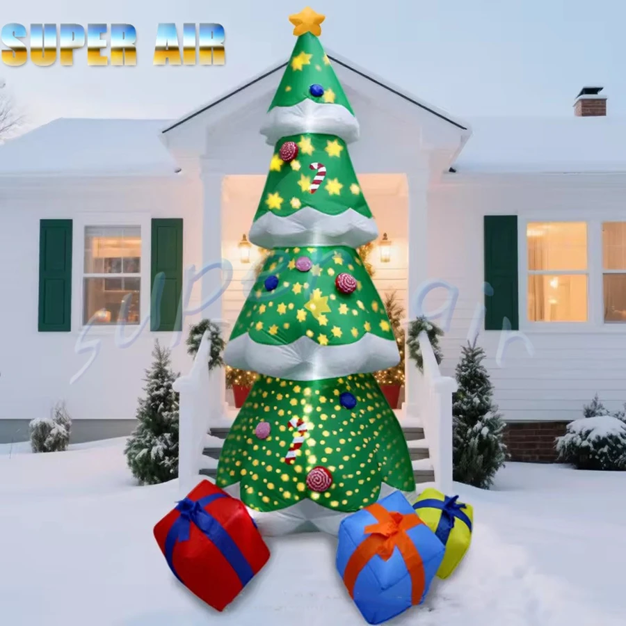 Free fan 6mH Christmas celebration decoration huge inflatable Christmas tree with gifts for party