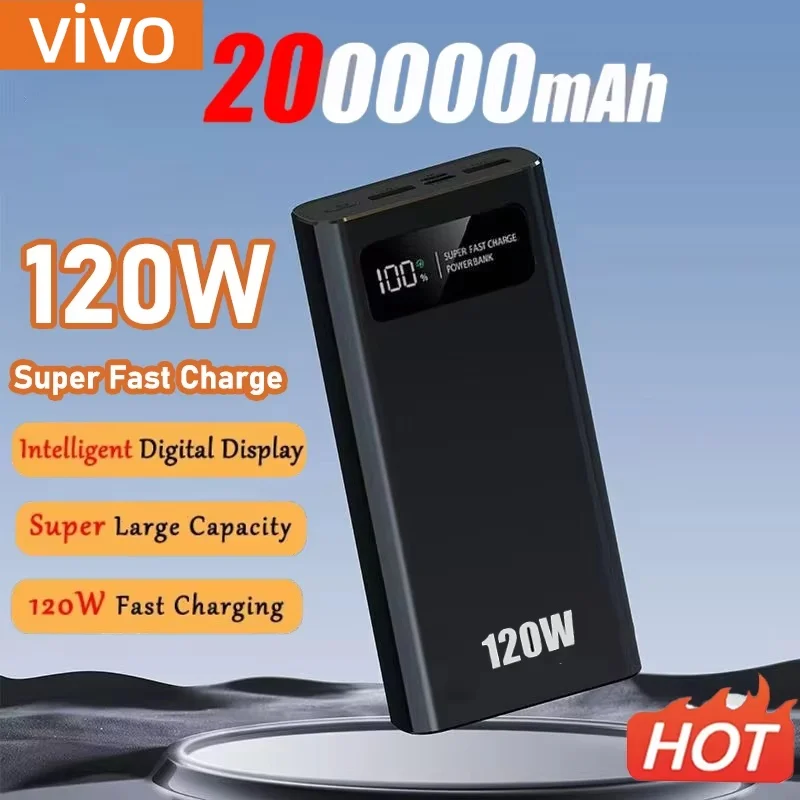 باور بانك Xiaomi 120 وات 200000 مللي أمبير 3C باور بانك ذو سعة كبيرة جدًا، بطارية خارجية محمولة، شاشة ديجيتال LED #2
