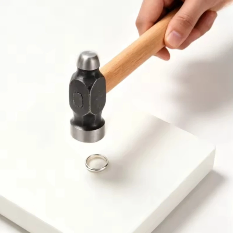 Holzgriffhammer mit Flach- und Rundkopf für Holzarbeiten, zur Montage von Schmuckzubehör und DIY-Projekten – Detail 4