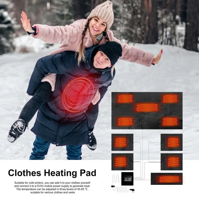 2023 USB Clothes Heater Pad Electric Heating Sheet 3 Gear Adjustable Temperature Heating Warmer Pad Winter Vest Jacket Pads