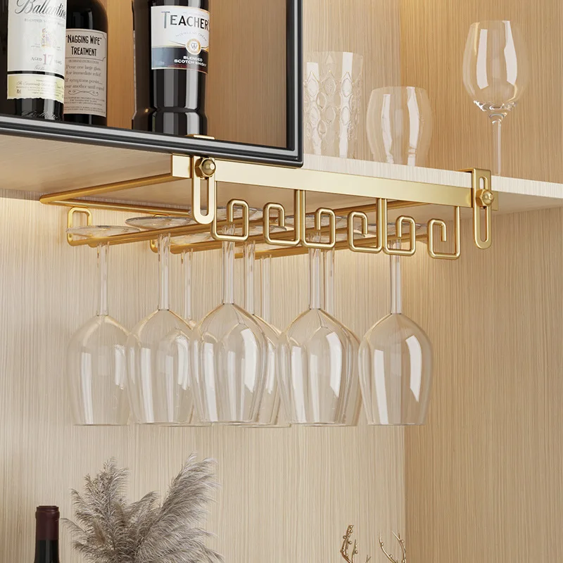 

Wine Glass Holder Nail Free Stemware Rack Under Cabinet Upside Down Goblet Storage Luxury Home Bar Kitchen Organizer