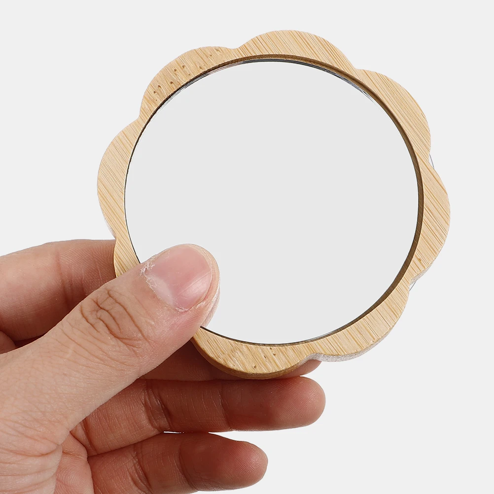 

2 Pcs Vanity Mirror Compact Cute for Women Hand Handheld Travel Light Brown Woman