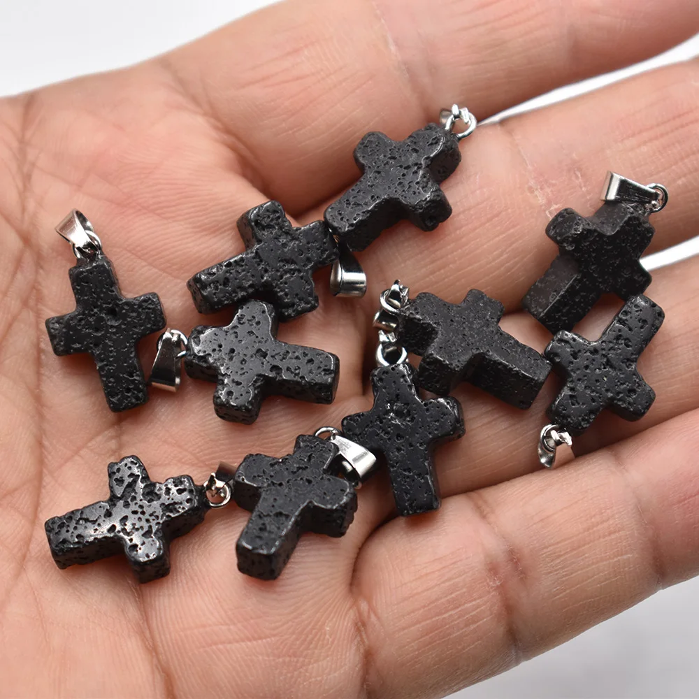 Großhandel 50 Stück/Lot Mode 12x16mm Natürlicher Tigerauge-Stein Rosenquarz Kreuzanhänger Charms Ohrringe Halsketten Schmuckherstellung – Detail 14