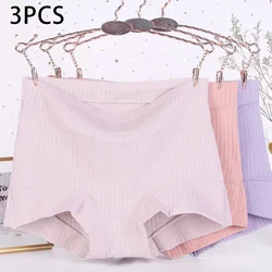 3pcs Cotton Women Panties Lady Plus Size Flat Corner Underwear Large Size High Waist Breathable Solid Color Female Briefs