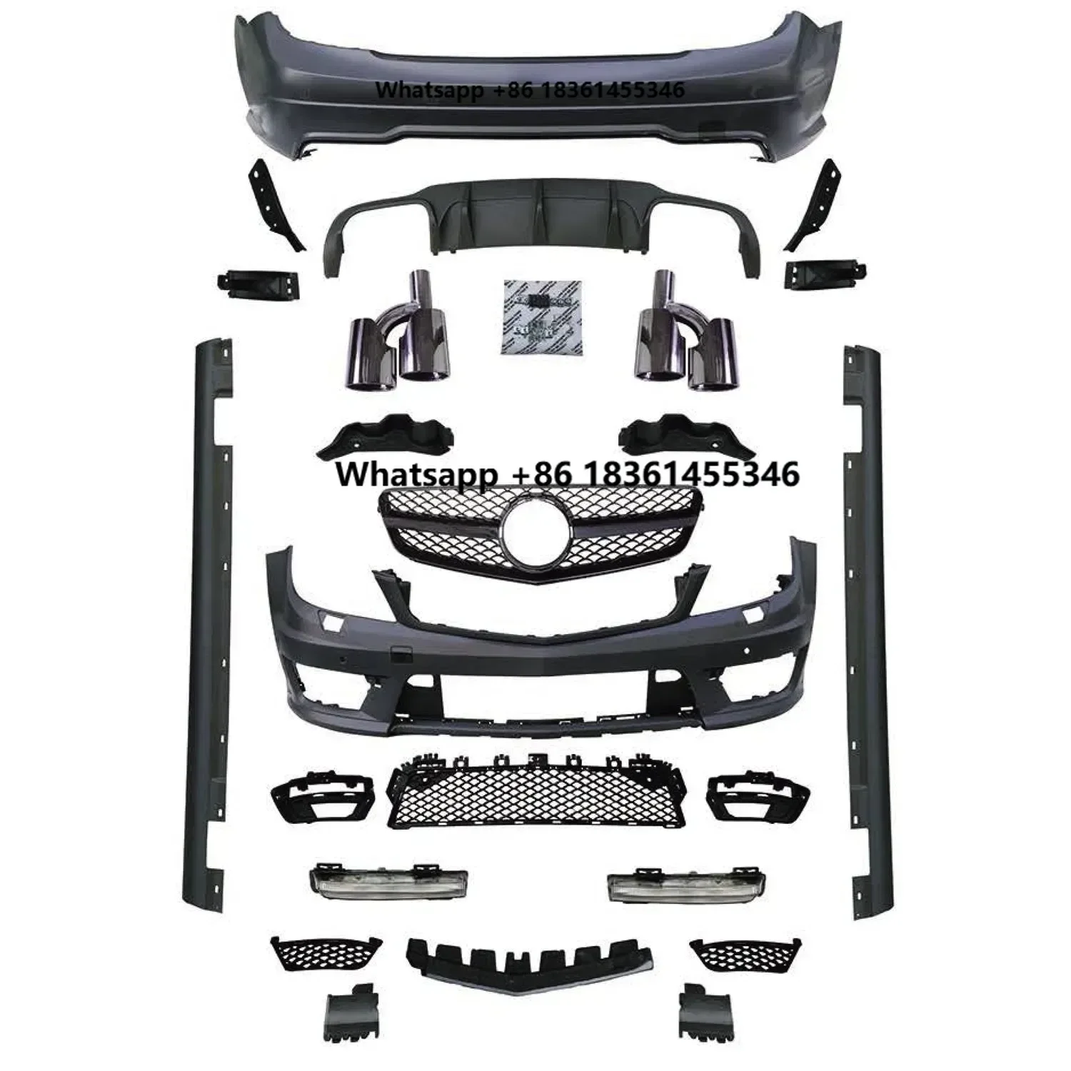 

For W204 Modified To C63 Full Body Kit With Front Bumper Perfect Fitment PP Body Kit