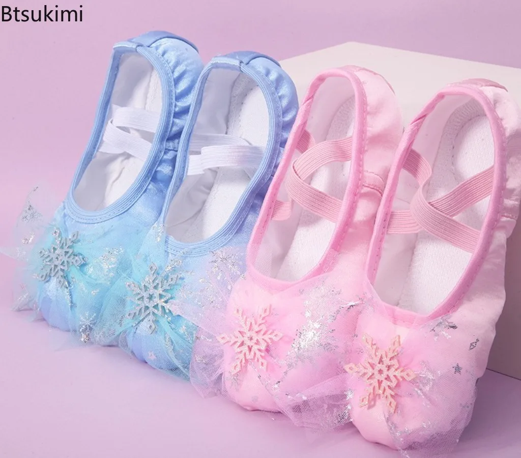 

Satin Girls' Dancing Shoes Bow Knot Fashion Shiny Lovely Princess Shoes Children Soft Sole Ballet Practice Performance Shoes
