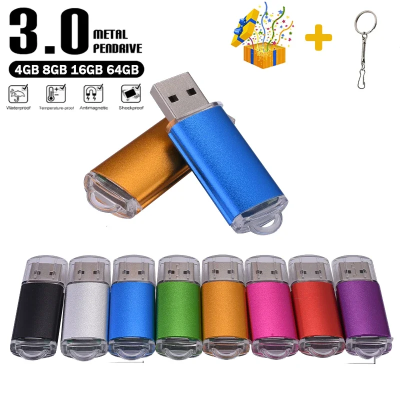 

USB-флешка 3.0 высокоскоростная 64 ГБ, стильный металлический флеш-накопитель 32 ГБ, флешка с реальной емкостью 16 ГБ, USB-накопитель 8 ГБ с бесплатным брелоком