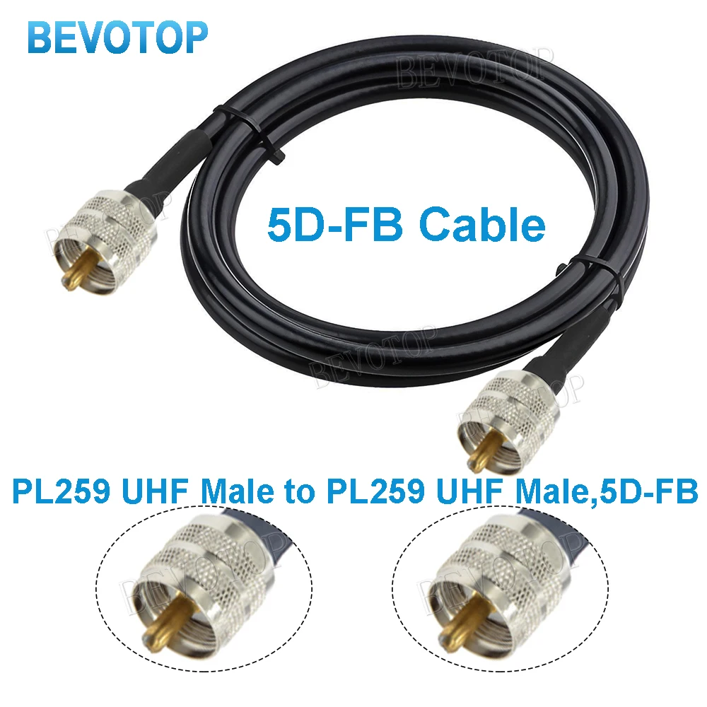 1 Uds 5D-FB PL259 UHF macho a PL259 UHF conector macho 5D-FB 50-5 Cable Coaxial Cable adaptador RF 50 Ohm 15CM ~ 30M BEVOTOP