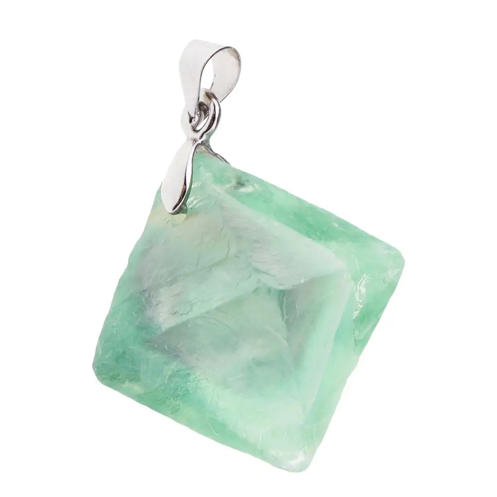 Natural Stone Fluorite Pendants Necklace Energy Crystal for Jewelry Making