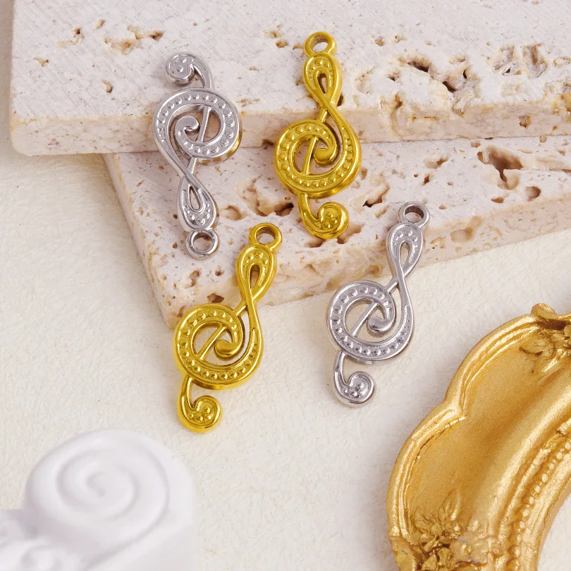 جديد 10 قطع الفولاذ المقاوم للصدأ الغيتار القرن الفرنسي ملاحظات على شكل المعلقات سحر DIY مجوهرات بمناسبة اكسسوارات ل قلادة أقراط