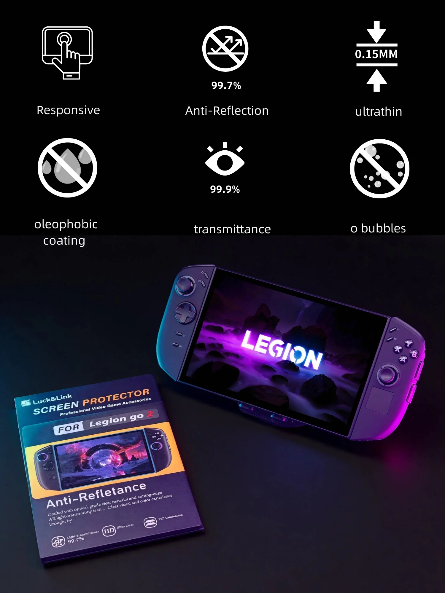 

[Anti-Reflectance] AR Screen Protector Designed for Legion Go 2, High Definition/Enhance Screen Transparency for Go 2, 3-Pack