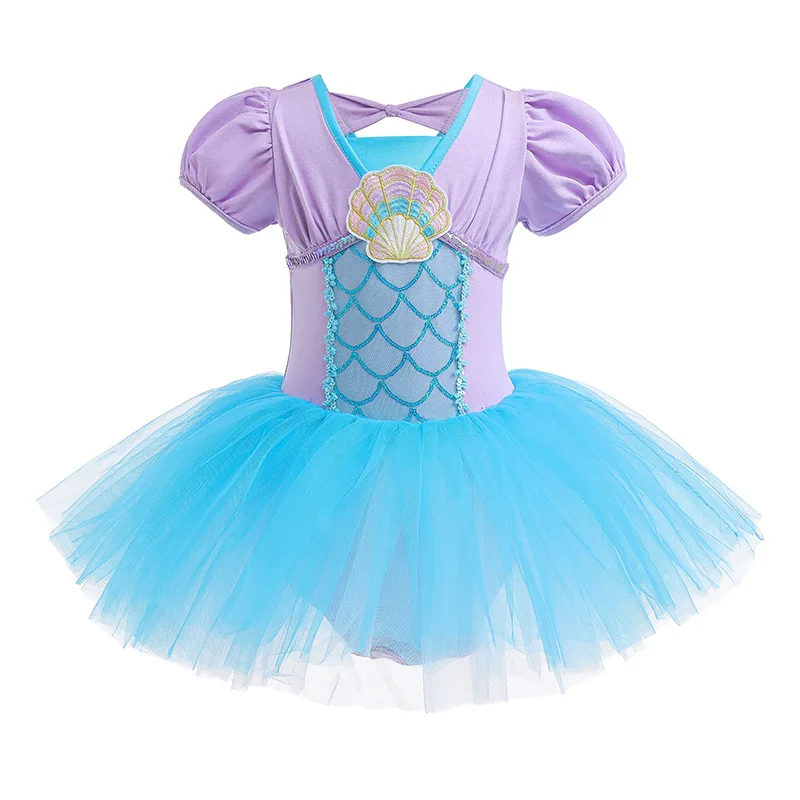 2025 Children's Clothing Girl Ballet Practice Dress Short Sleeve Tutu Dress Elsa Belle Alice Clothes Toddler Girl Party Costumes