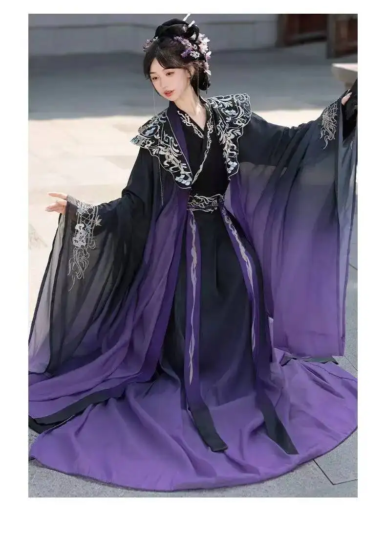 

Chinese Cross Collar Clothing Halloween Cosplay Costume Stage Show Wuxia Suits Original Embroidery Hanfu Men Women Traditional