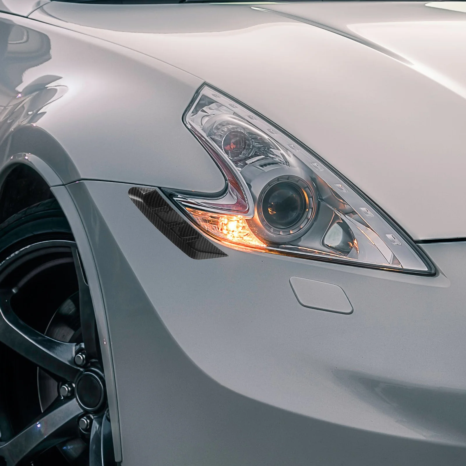 

2pcs Car Eyebrow Decal Abs Headlight Trim Sticker Waterproof Durable Easy Install For Most Cars Vehicle Decoration Strip