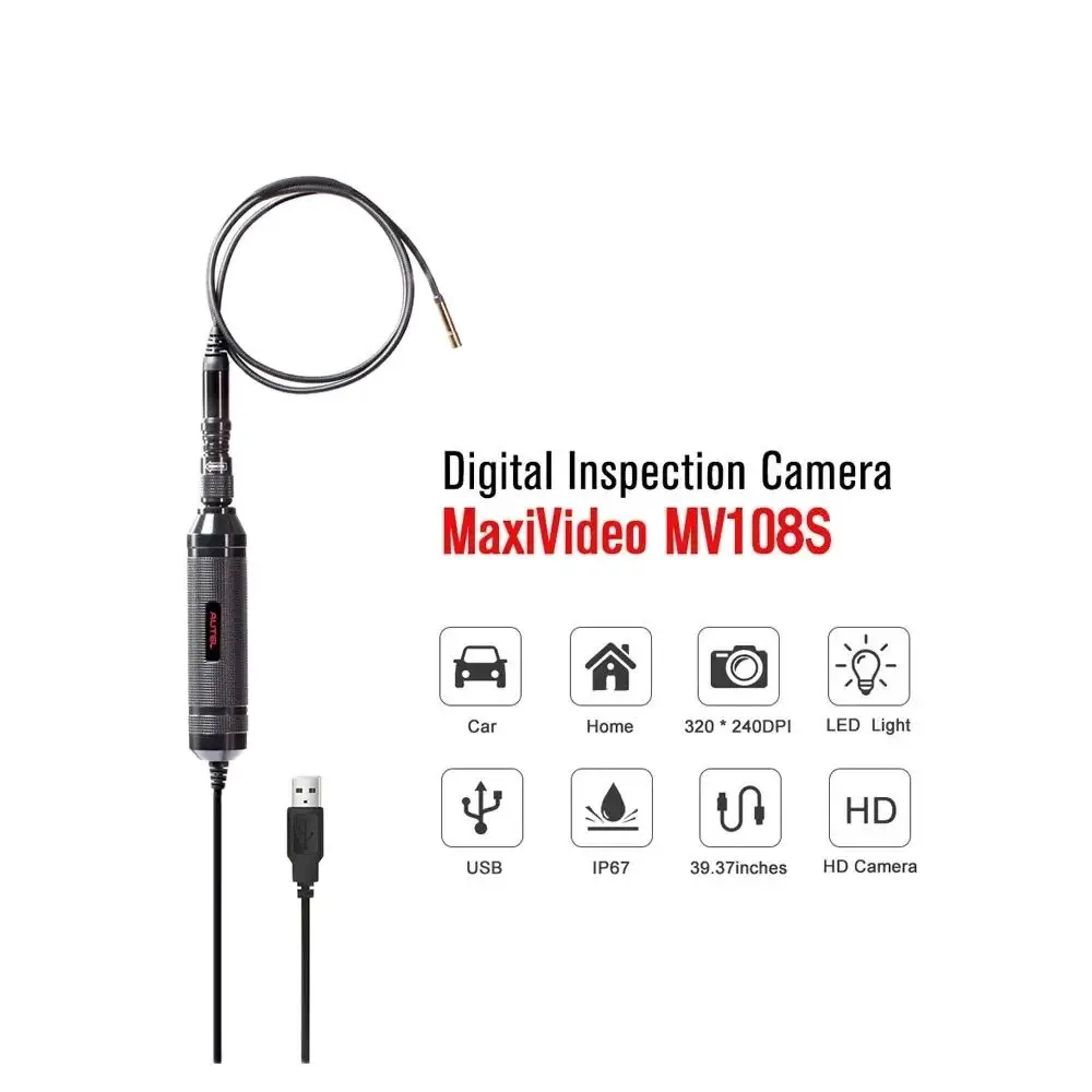 Autel MaxiVideo MV108S Automotive Inspection Camera 8.5 mm Image Head Work with MaxiSys PC Record Image Video for Car Diagnostic