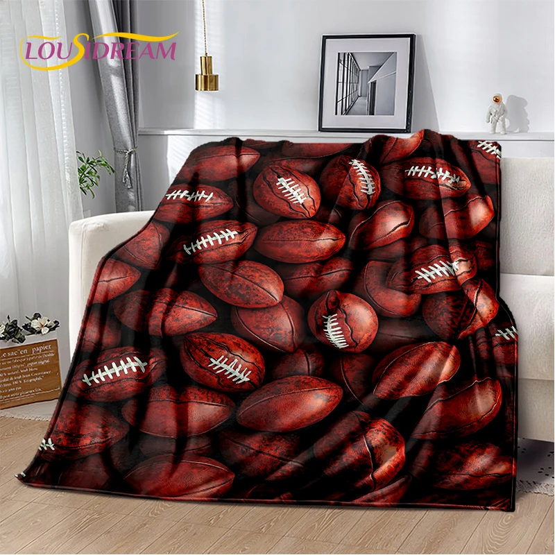 

2025 Rugby Field Rugby American Football Cartoon Soft Blanket,Soft Throw Blanket for Home Bedroom Bed Sofa Travel Cover Child