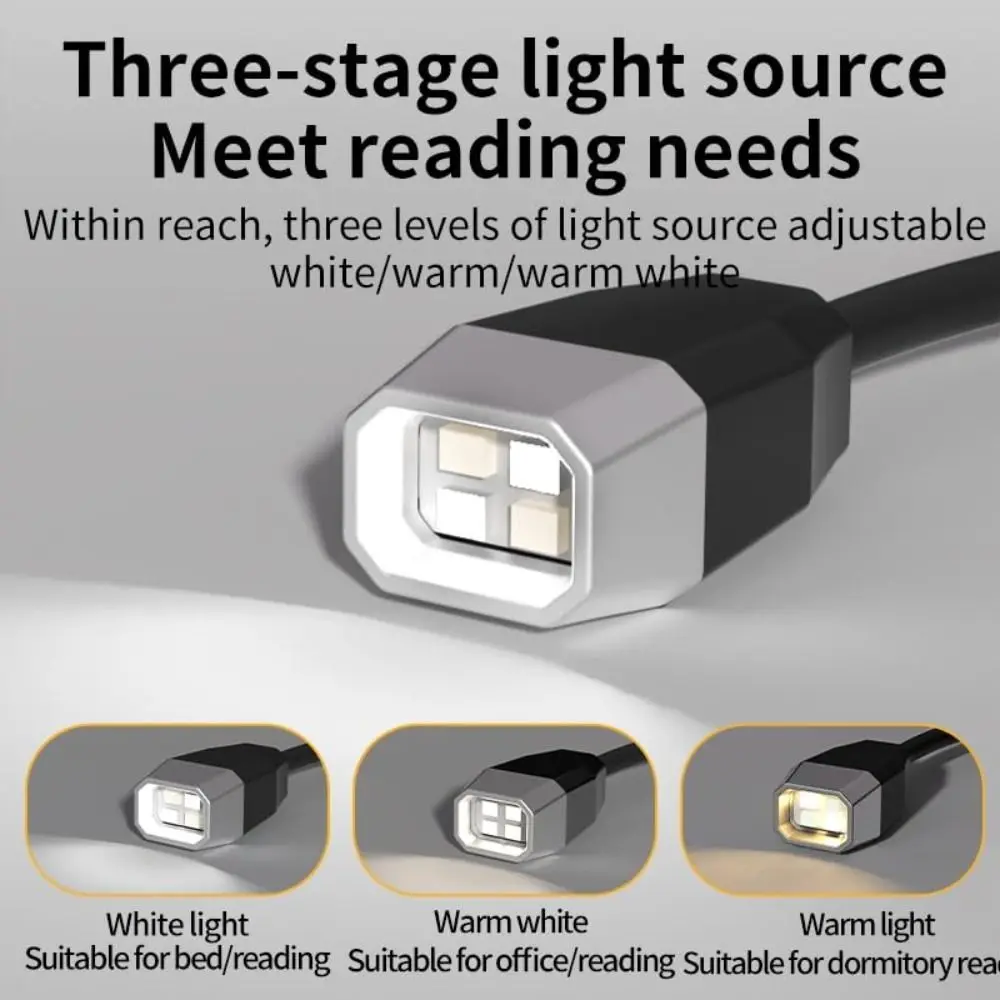 

USB Rechargeable Ear-Wearing Reading Light Temperatures & Stepless 3 Color Book Light Dimming Brightness Hands-Free